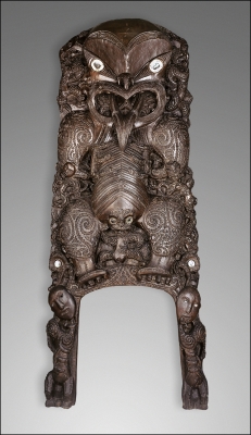 Carved storehouse door, Maori, New Zealand 1884.62.36