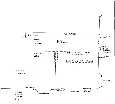 Very rough plan of possible alterations, Rushmore [not to scale]